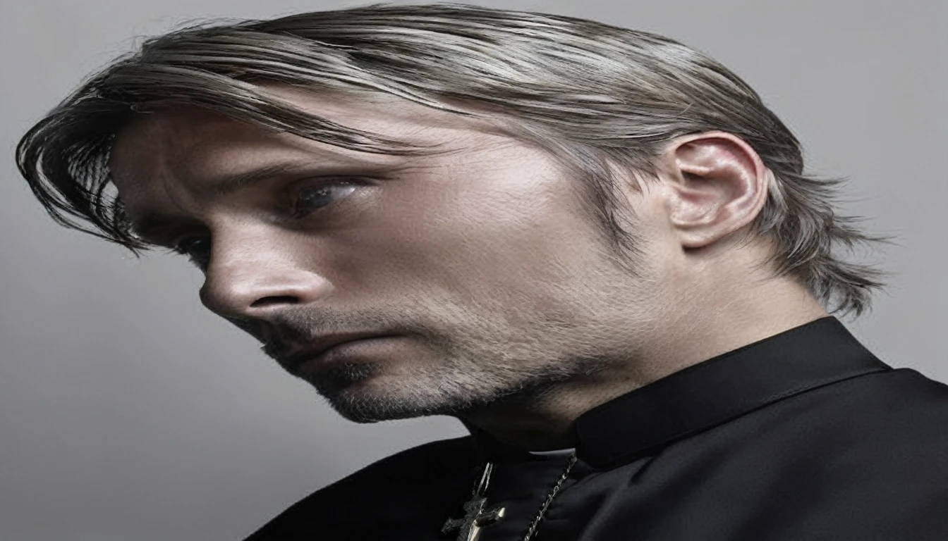 Mads Mikkelsen as a priest