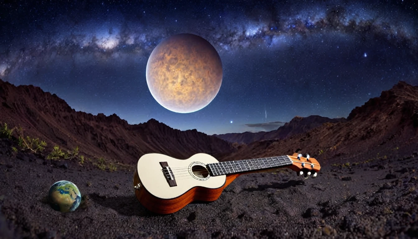 Ukulele, por Genevieve Naylor (planet Venus in the background)