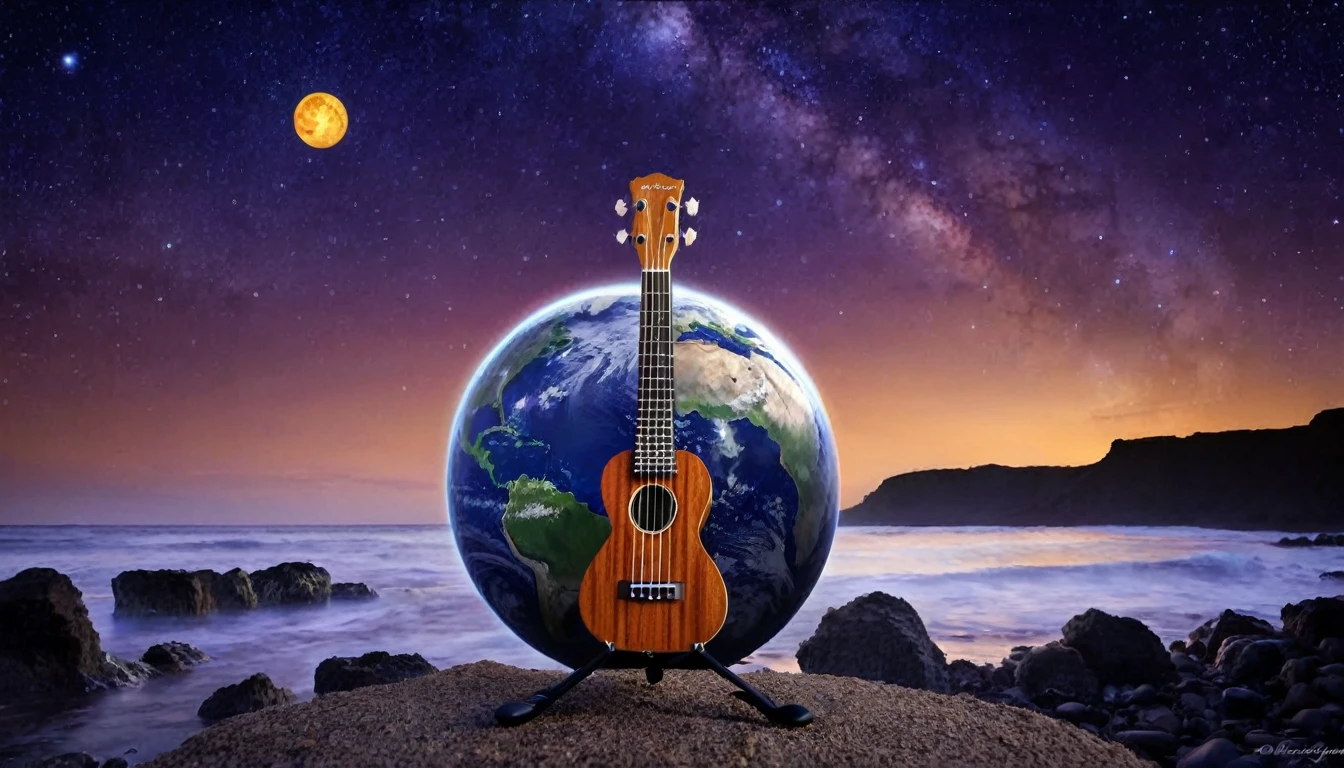 Ukulele, por Genevieve Naylor (planet Venus in the background)