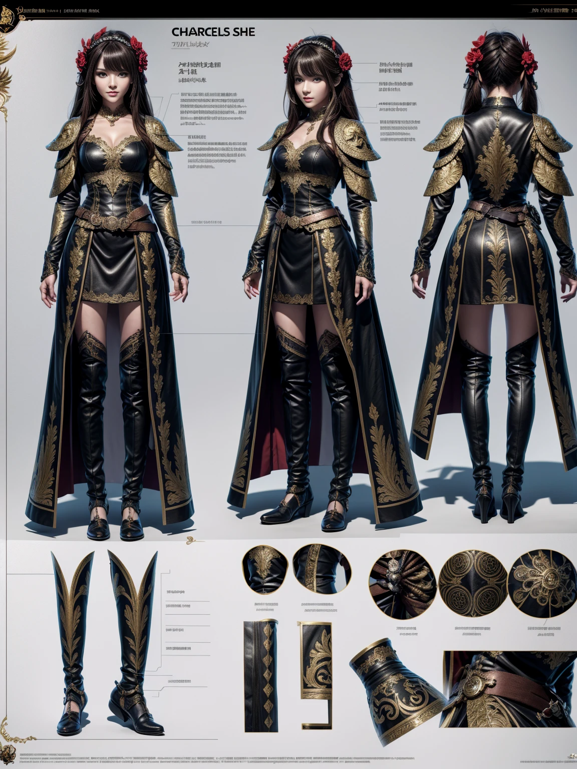 character design sheet, best quality, masterpiece, Representative work, official art, Professional, Ultra intricate detailed, 8k