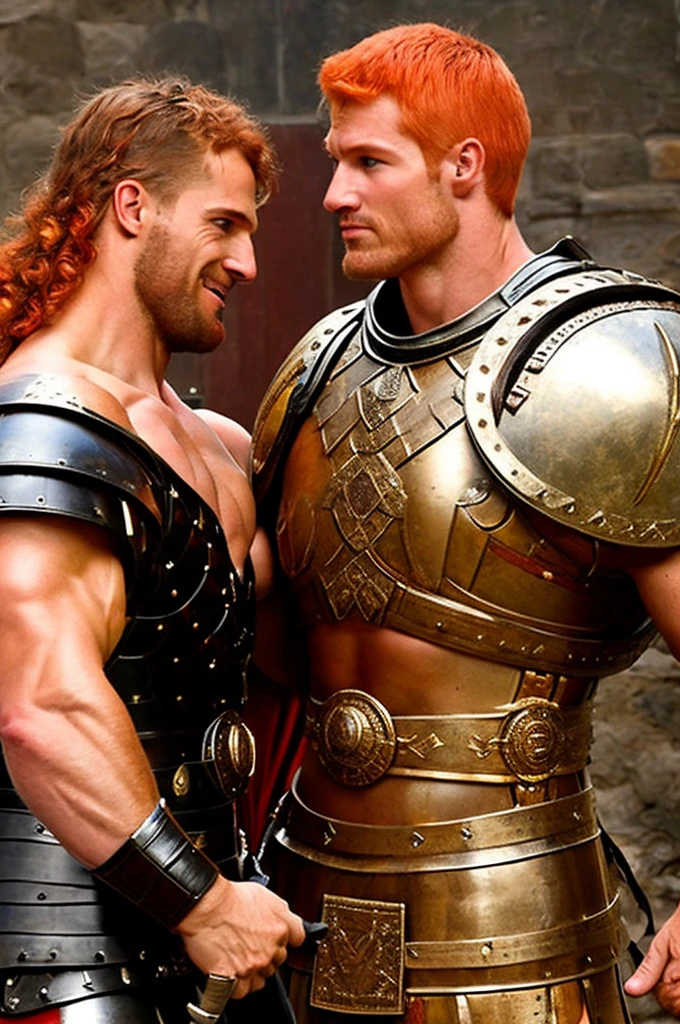 naked muscular and muscular Prince Harry as a medieval scantily clad knight . taking off his armor and masturbating , masturbates . Drops of cum are leaking out of the big dick