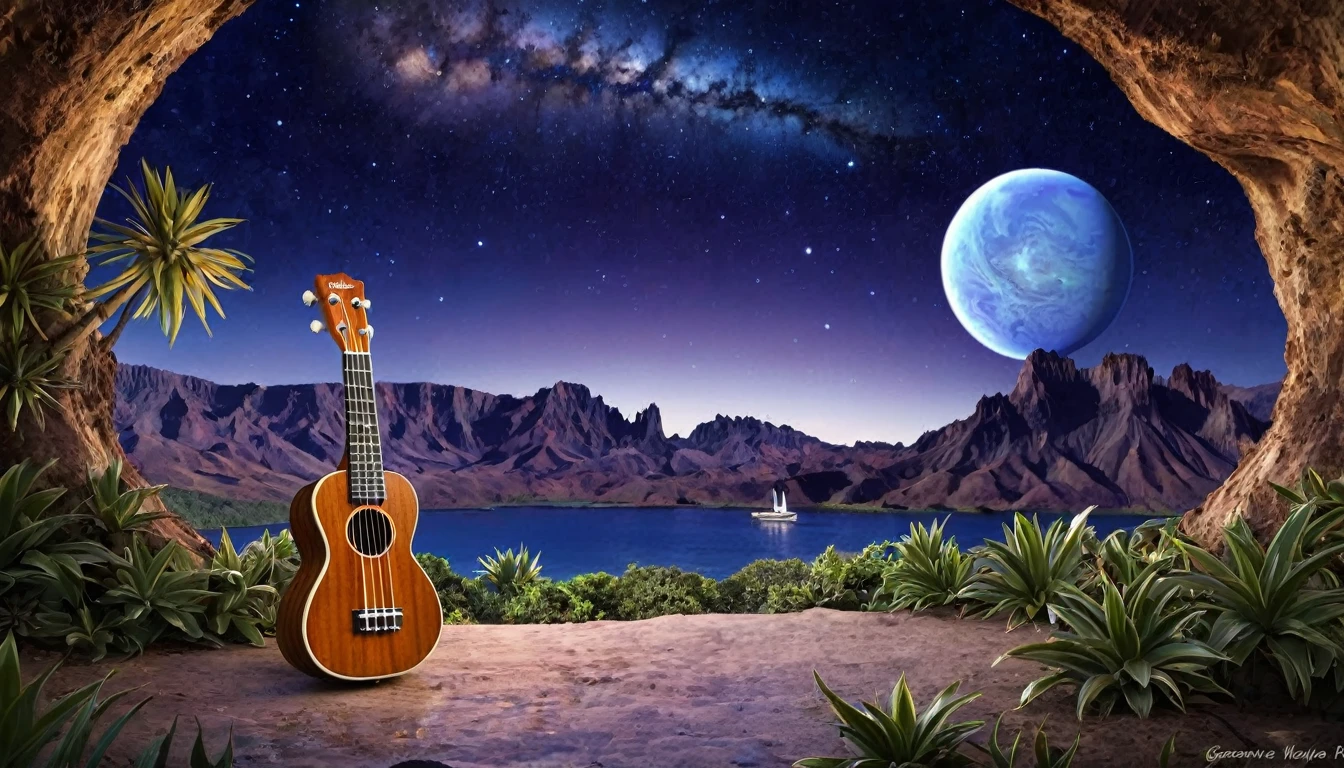 Ukulele, por Genevieve Naylor (planet Venus in the background)