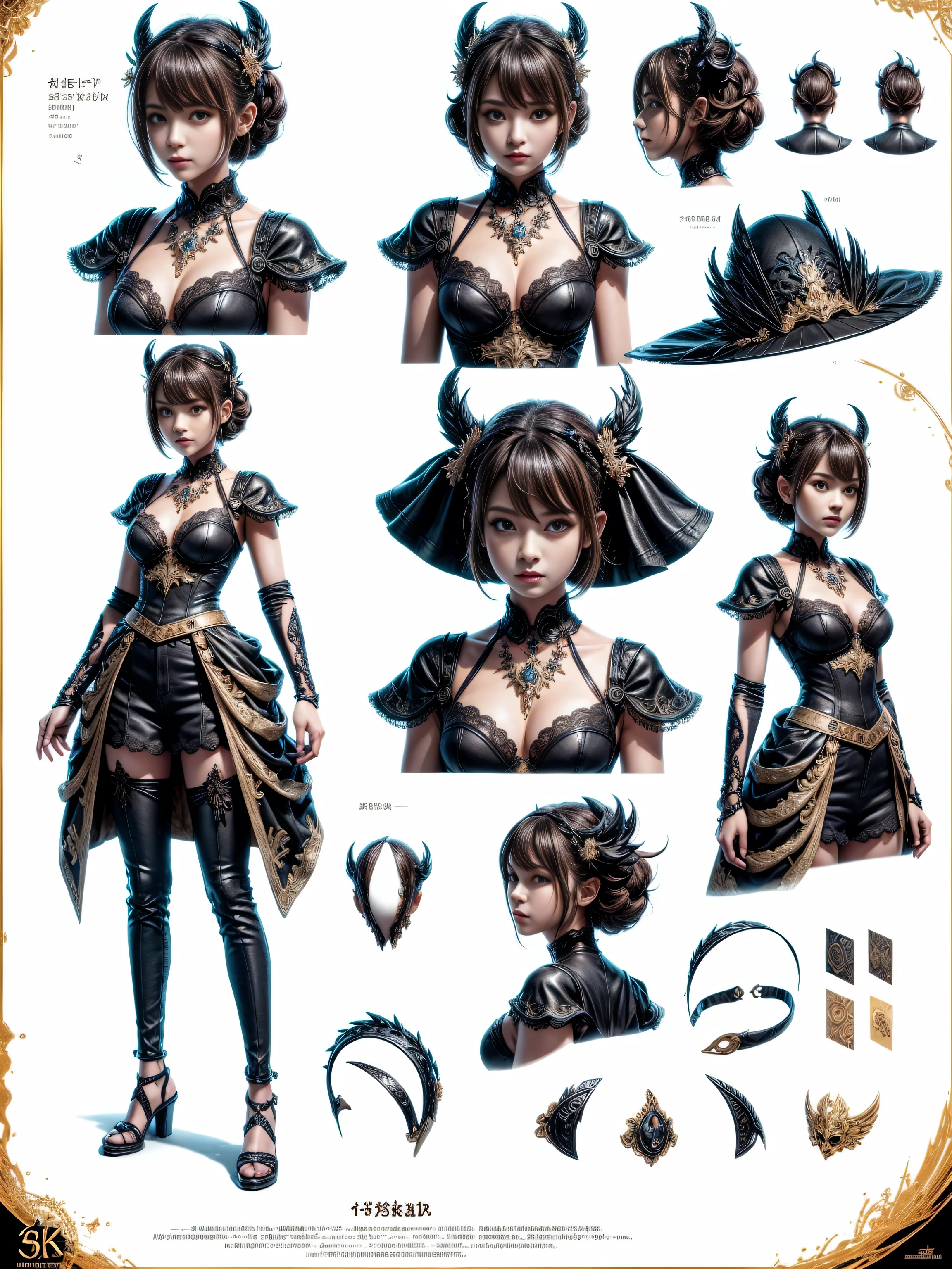 character design sheet, best quality, masterpiece, Representative work, official art, Professional, Ultra intricate detailed, 8k