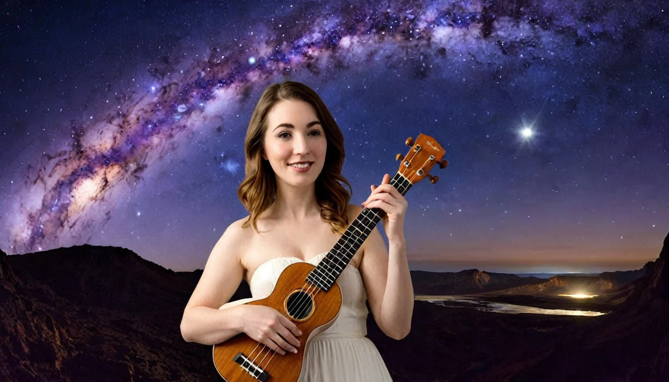 Ukulele, por Genevieve Naylor (Planet Venus, marte, Pluto, saturn in the background)