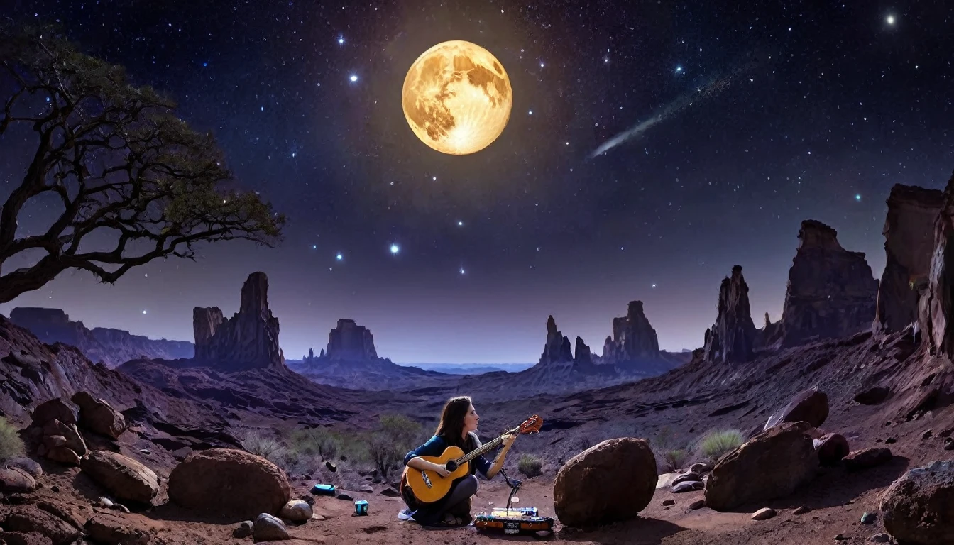 Ukulele, por Genevieve Naylor (Planet Venus, marte, Pluto, saturn in the background)