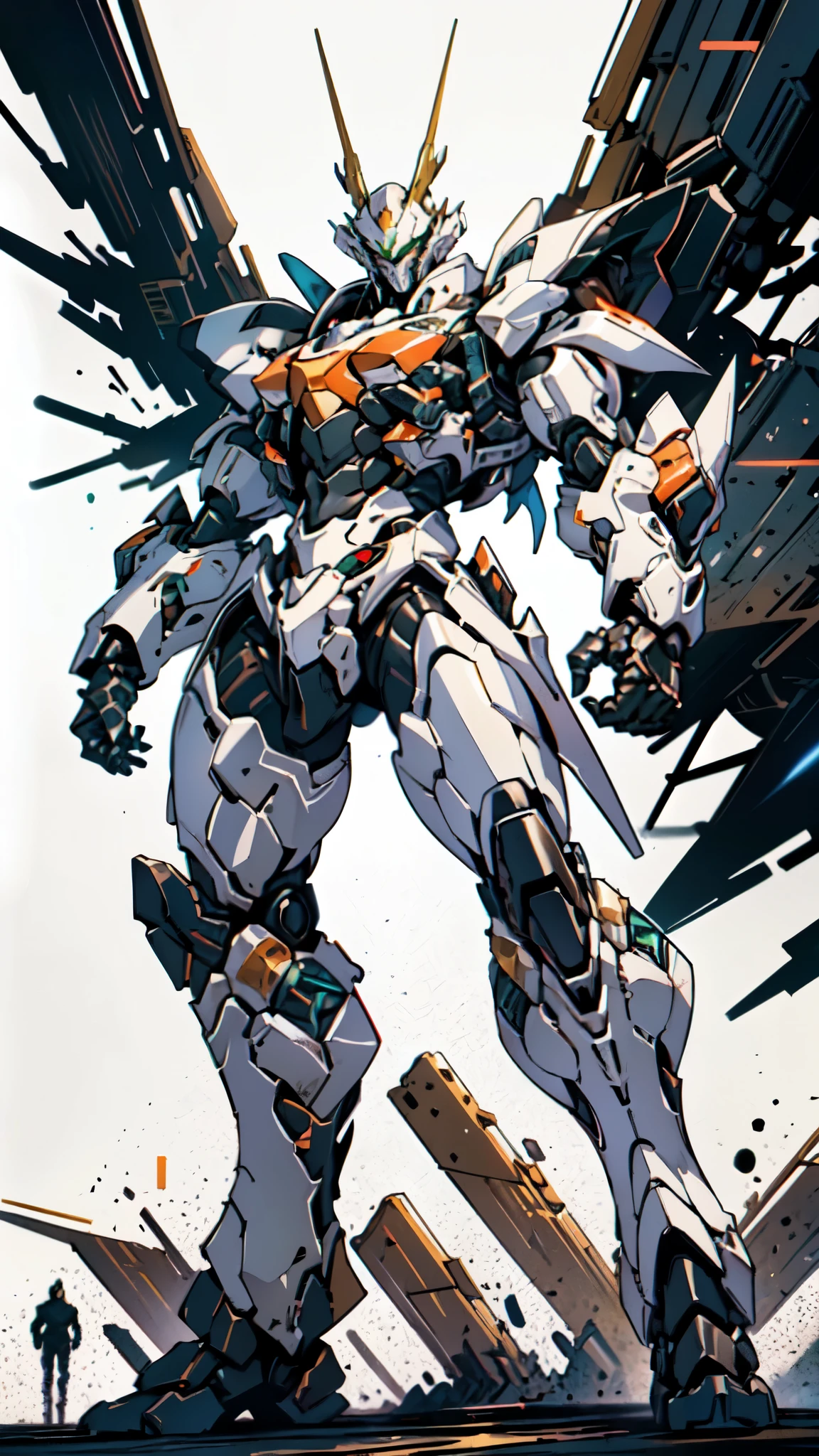(masterpiece:1.5, best quality:1.5, extremely delicate:1.5, foreshortening:1.5, dynamic angle:1.5), a man wearing a full-face helmet, a fantasy-style biotech armored combat suit, green eyes, (a composite layered chest armor), fully enclosed shoulder guards, matching arm and leg guards, belt of Neon circuit, (the color scheme is primarily white with red green accents), the design balances heavy with agility, a high-tech bio-mecha armor, (Armor Concept Inspired by neon Cyberpunk, stand on the top of a skyscraper in a futuristic sci-fi city), this character embodies a finely crafted fantasy-surreal style armored hero in anime style, exquisite and mature manga art style, (element, plasma, energy, the armor glows), ((male:1.5)), metallic, high definition, highres, ultra-detailed, ultra-fine painting, professional, perfect body proportions, golden ratio, anatomically correct, symmetrical face, extremely detailed eyes and face, high quality eyes, creativity, RAW photo, UHD, 32k, Natural light, cinematic lighting, masterpiece-anatomy-perfect