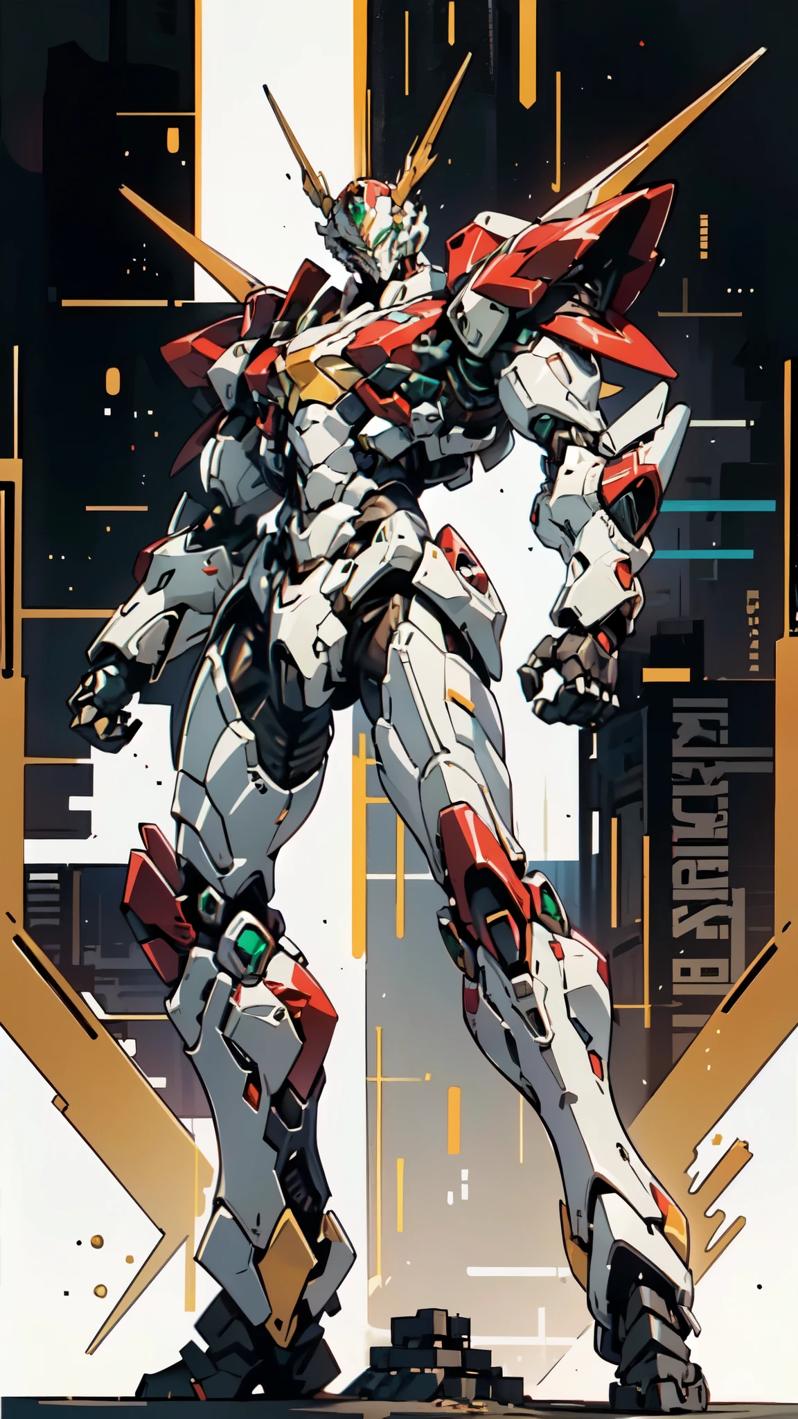 (masterpiece:1.5, best quality:1.5, extremely delicate:1.5, foreshortening:1.5, dynamic angle:1.5), a man wearing a full-face helmet, a fantasy-style biotech armored combat suit, green eyes, (a composite layered chest armor), fully enclosed shoulder guards, matching arm and leg guards, belt of Neon circuit, (the color scheme is primarily white with red green accents), the design balances heavy with agility, a high-tech bio-mecha armor, (Armor Concept Inspired by neon Cyberpunk, stand on the top of a skyscraper in a futuristic sci-fi city), this character embodies a finely crafted fantasy-surreal style armored hero in anime style, exquisite and mature manga art style, (element, plasma, energy, the armor glows), ((male:1.5)), metallic, high definition, highres, ultra-detailed, ultra-fine painting, professional, perfect body proportions, golden ratio, anatomically correct, symmetrical face, extremely detailed eyes and face, high quality eyes, creativity, RAW photo, UHD, 32k, Natural light, cinematic lighting, masterpiece-anatomy-perfect