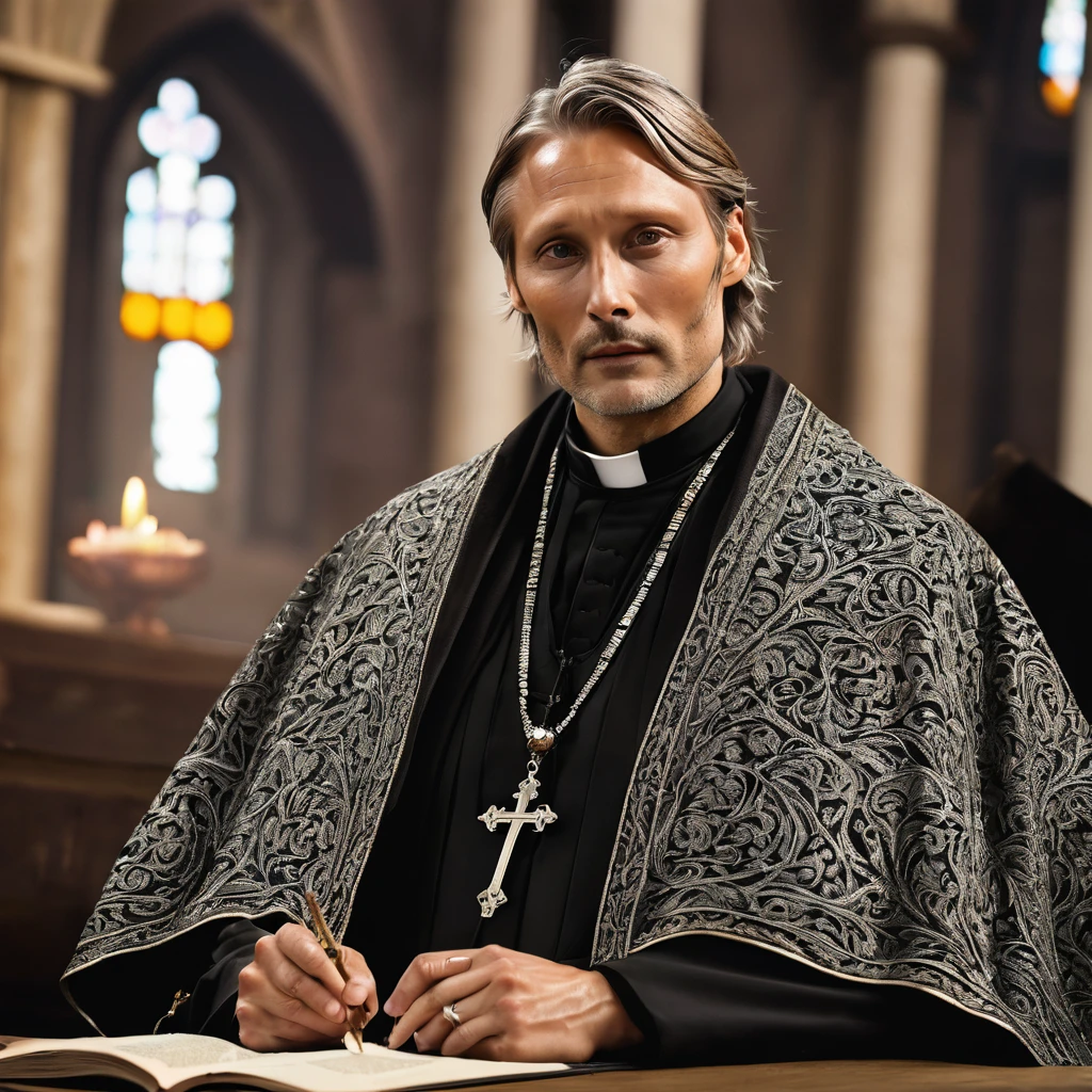 Mads Mikkelsen as a priest