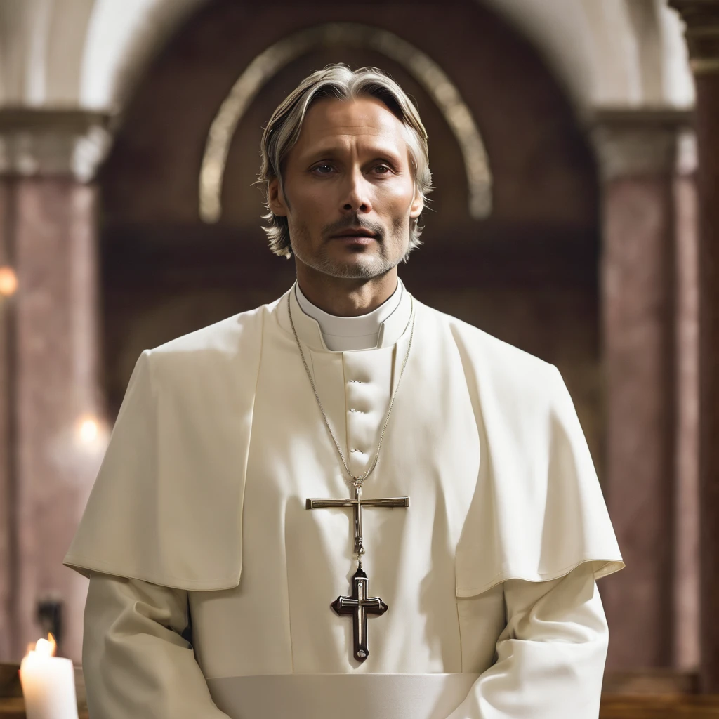 Mads Mikkelsen as a priest