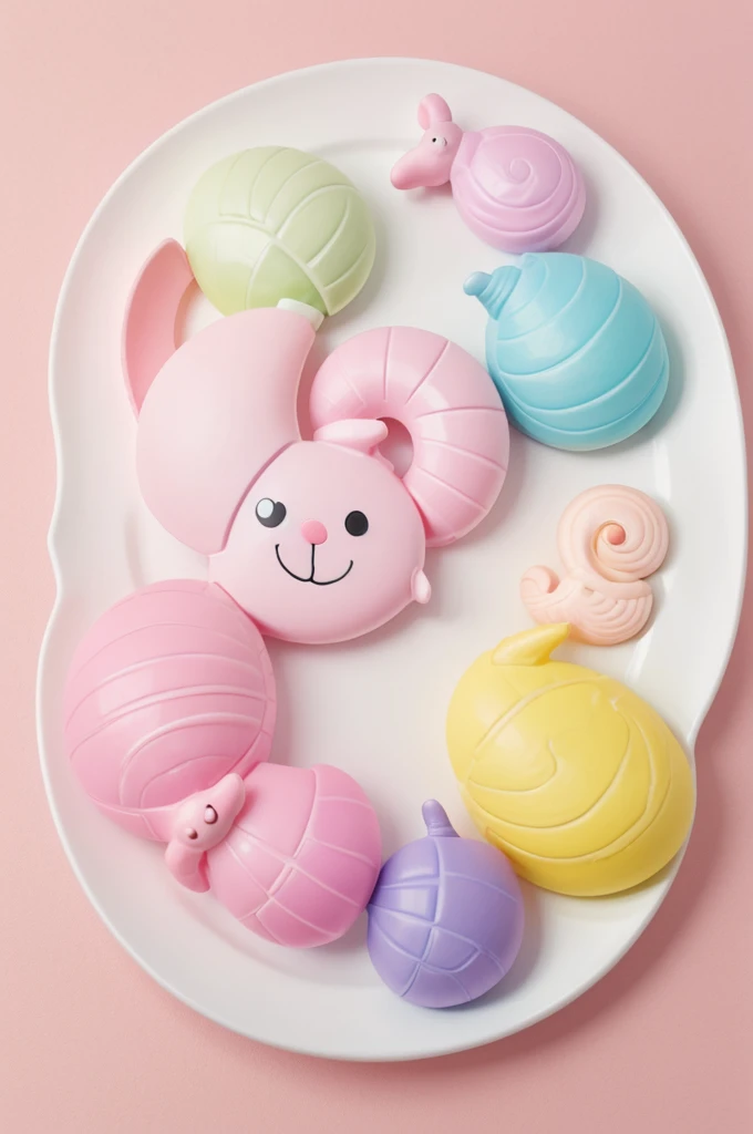 create a baby snail for a baby goods store logo with pastel colors