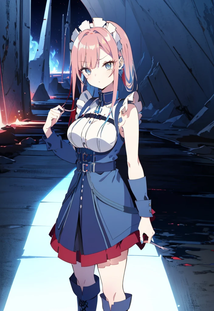 ((sharp focus)),((split-color hair , red hair , light blue hair)),[(cathedral background:1.4)::5],original,(illustration:1.1),(best quality),(masterpiece:1.1),(extremely detailed CG unity 8k wallpaper:1.1), (colorful:0.9),(mid shot:0.95),(full body:1.5),Dynamic angle,(solo:1.2), (girl),((adult)), (detailed beautiful eyes:1.15), (beautiful face:1.15), (glowing red eyes:1.25////),((medium hair)),((split-color hair , red hair , light blue hair)),(high twintails),(chignon),(+perfect hand+:1.21),(Draw an illustration of a gothic girl),(Religious),(slender),(is wearing boots on her feet),((is wearing white maid clothes)),(furious), Lace Off-shoulder ta fashion,beautiful slender woman,high twintails,full body,mini skirt,((split-color hair , red hair , light blue hair)),((black long boots)),((mini skirt)),((adult)),((dynamic angle)),((split-color hair , red hair , light blue hair)),((split-color hair , red hair , light blue hair)),((black long boots)),((black long boots)),((split-color hair , red hair , light blue hair)),((split-color hair , red hair , light blue hair)),