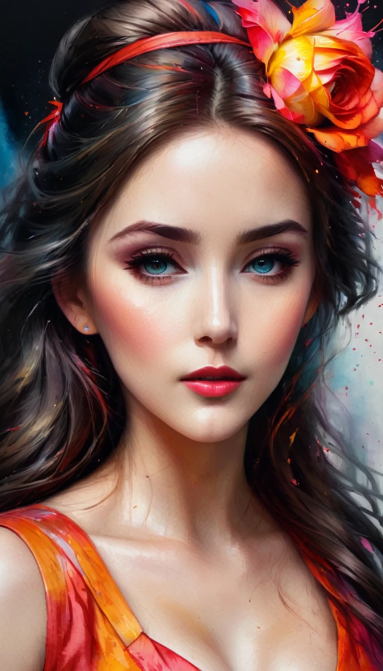 (best quality, 4k, 8k, high resolution, masterpiece: 1.2), ultra-detailed, (realistic, photorealistic, photorealistic: 1.37), beautiful detailed eyes, full lips, expressive face, 1 girl, long wavy hair, hat with flower, flawless porcelain skin, seductive look, captivating look, revealing and tight clothing, bright and vibrant colors, dynamic lighting, shadows and highlights, fire and smoke background, vibrant red and orange tones, anime art style, character focus Mai Shiranui, sexy and confident pose, sensuality, energy, intensity