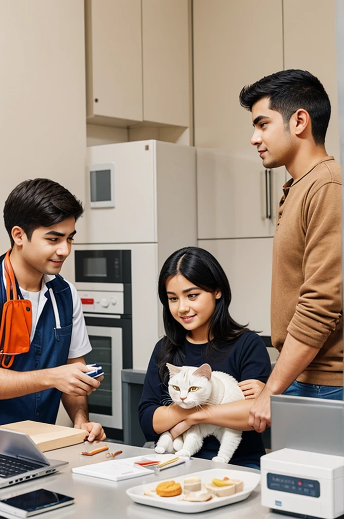 People drawn as human cats having access to basic services 
