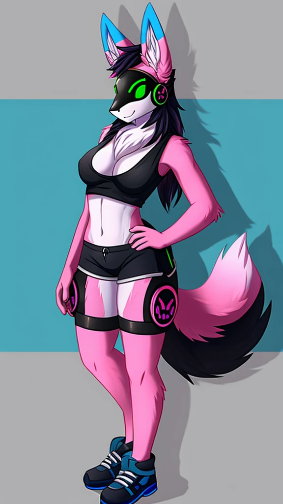 "Vibrant rainbow Fursona with a One-piece Swimsuit, wearing thigh highs, ahegao expression, blushing cheeks, eyes rolled, and saliva effects."