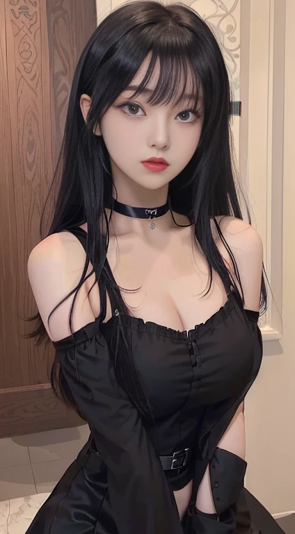 anime girl in black dress with black choker and black choker, Nico Robin, anime girl in a black dress, seductive anime girl, Hinata hyuga, anya from the spy family x, Beautiful anime woman, anime visual of a young woman, beautiful and seductive anime woman, female anime character, Portrait of Tifa Lockhart, 1 7 year old anime gothic girl