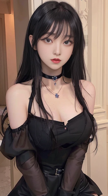 anime girl in black dress with black choker and black choker, Nico Robin, anime girl in a black dress, seductive anime girl, Hinata hyuga, anya from the spy family x, Beautiful anime woman, anime visual of a young woman, beautiful and seductive anime woman, female anime character, Portrait of Tifa Lockhart, 1 7 year old anime gothic girl