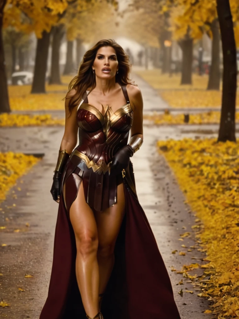 NSFW, heartwrenching horrified tragic scene, (masterpiece, 8k, UHD), Full length photo with legs, amazing stununingly beautiful (Cindy Crawford :1.3) as (undercover wonderwoman :1.1), spectacular, seductive, captivating, sultry, cute, sweet, sensual, sexual, 1girl, solo, (sequin vibrant burgundy bodycon dress, backless dress, gold corset, strapless, sleeveless, sweetheart deep neckline, daring slit maxi dress, daring split dress), goddess, queen, pretty mature woman, messy MILF, (very drunk woman :1.2), diadem, high heeled sandals, white stockings with suspenders, (long satin tight opera gloves:1.2), exposed sexual thong.
Supermodel appearance, feminine appearance, (Very long hair, waist-length hair, thick voluminous hair, flawless hair, disheveled and messy hair), perfect surrealistically ideal hourglass figure, gorgeous face, sexual cleavages, perfect voluptuous bust, very wide motherly hips, firm shapely buttocks, pronounced noticeable thigh gap, sexual strong long legs. (Very sweaty, sweats profusely, skin shines with sweat), (Very clumsy dynamic position due to very high heels and intoxication, drunken gait). (Severe intoxication, severe poisoning, fever, fever heat, sickness, ail, illness, powerless, qualm, quealmishness, helpless, saliva). (Whore, slut).
Foggy mysterious atmosphere in night park 