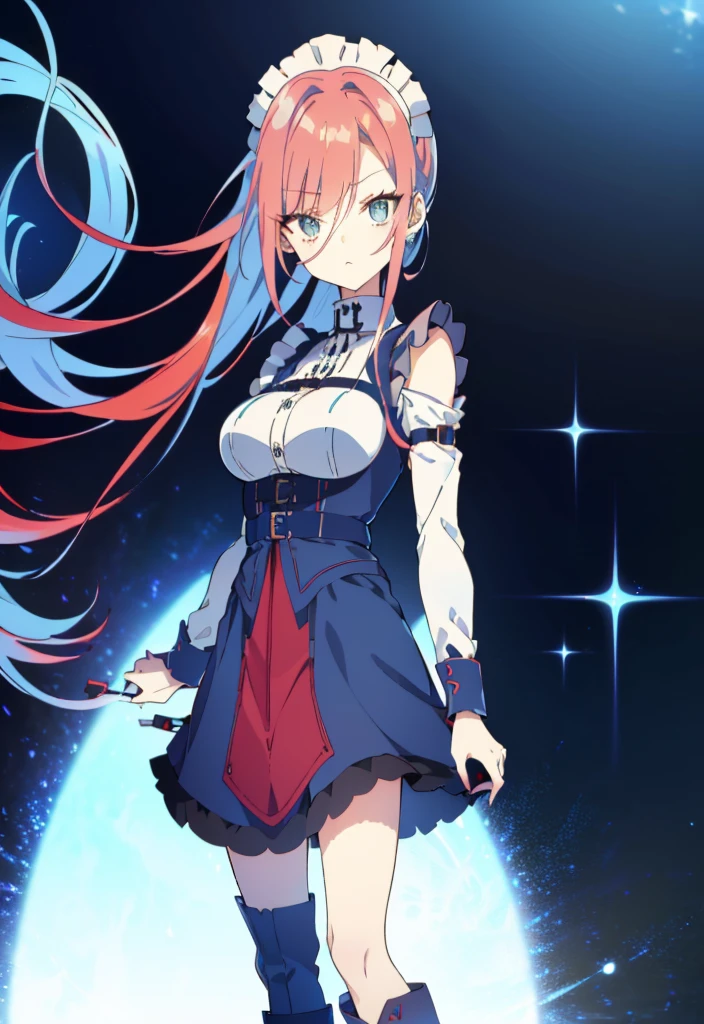 ((sharp focus)),((split-color hair , red hair , light blue hair)),[(cathedral background:1.4)::5],original,(illustration:1.1),(best quality),(masterpiece:1.1),(extremely detailed CG unity 8k wallpaper:1.1), (colorful:0.9),(mid shot:0.95),(full body:1.5),Dynamic angle,(solo:1.2), (girl),((adult)), (detailed beautiful eyes:1.15), (beautiful face:1.15), (glowing red eyes:1.25////),((medium hair)),((split-color hair , red hair , light blue hair)),(high twintails),(chignon),(+perfect hand+:1.21),(Draw an illustration of a gothic girl),(Religious),(slender),(is wearing boots on her feet),((is wearing white maid clothes)),(furious), Lace Off-shoulder lolita fashion,beautiful slender woman,high twintails,full body,mini skirt,((split-color hair , red hair , light blue hair)),((black long boots)),((mini skirt)),((adult)),((dynamic angle)),((split-color hair , red hair , light blue hair)),((split-color hair , red hair , light blue hair)),((black long boots)),((black long boots)),((split-color hair , red hair , light blue hair)),((split-color hair , red hair , light blue hair)),