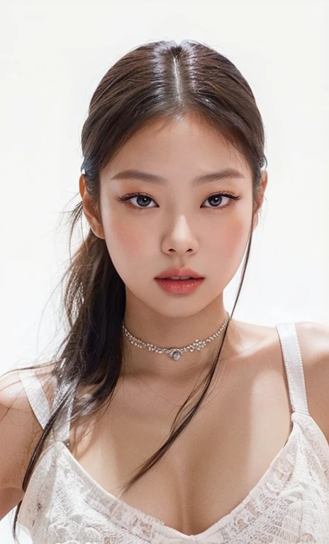 Jennie kim face, full lips, big eyes, tanned skin, realistic, photorealistic, high quality, 8k, hdr.