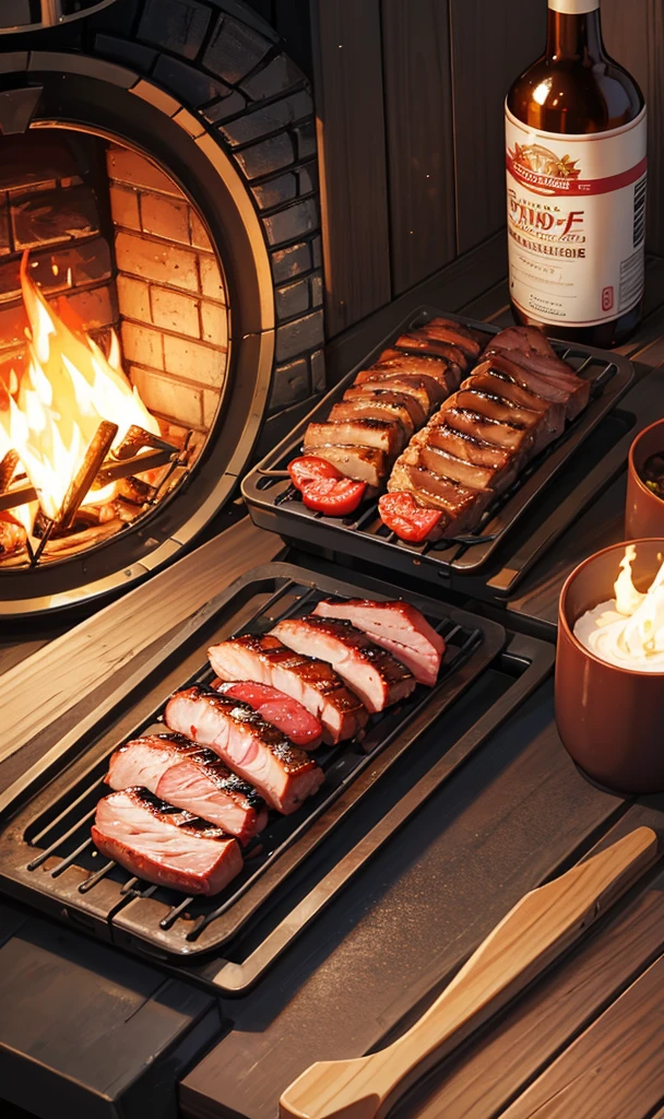 Grilled meat Charcoal fire Juicy looks delicious