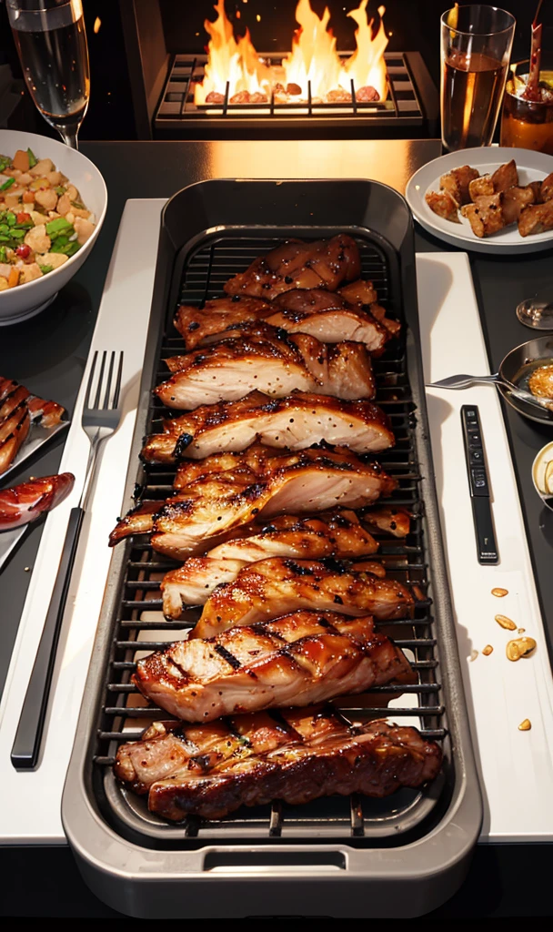 Grilled meat Charcoal fire Juicy looks delicious