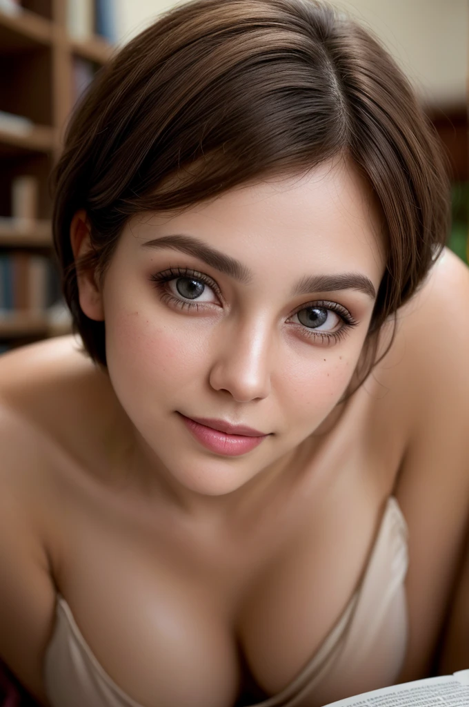 Produce a high-resolution image of a 28-year-old black Mexican woman with short hair using a Nikon camera. She is in an old library in Buenos Aires, sitting at a reading table, focused on a book. Highlight your natural elegance and the surrounding historical environment ((detailed facial features)), ((wide angle)) cute, goddess of beauty, goddess, lovely, natural light, stunning, highly detailed, 8k, blurry, highly recommended, focus sharp, attractive pose ((RAW color photo with high detail)), sharp eyebrows, wide eyes, (((spoon body shape))), cute, soft smile, smiling, ((sharp look, eyes looking at the camera)), masturbation, finger in vagina, ((focus on vagina)), wet vagina,
close up portrait of a brown haired adult woman, Exquisite detail, 30-megapixel, 4k, 85-mm-lens, sharp-focus, f:8, ISO 100, shutter-speed 1:125, diffuse-back-lighting, award -winning photograph, small-catchlight, high-sharpness, facial-symmetry.