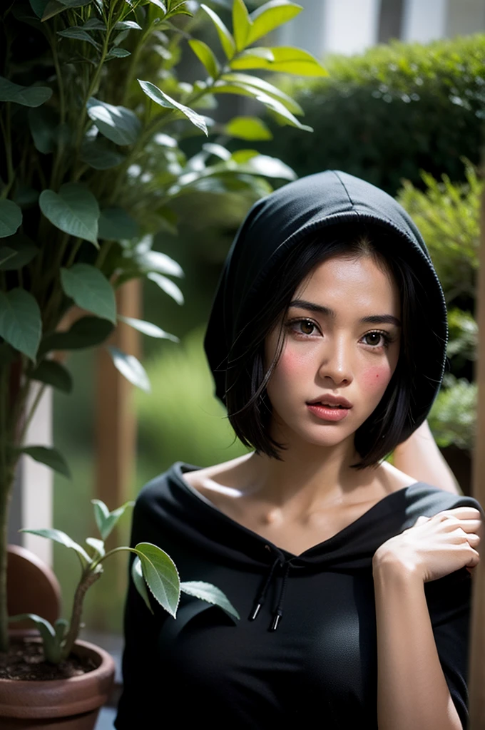 Photo of an attractive woman with messy hair, Frivolous, succulent garden, Chalkboard painting, Witch gown with dramatic hood and mystical symbols, Messy bun, Camera on, Peeping hobby, Intimate, Her face and body were glowing with warmth., computer, Concentrated, Skin and Hair, Skin with attention to detail, partially exposed. cinematic 4k spectacular detail 4k spectacular detail photo taken with kodak details cinematic hbo dark moody, 35mm Photography, granular, Vignette, Vintage, Kodachrome, Lomography, Dirty, Very detailed, discovered footage