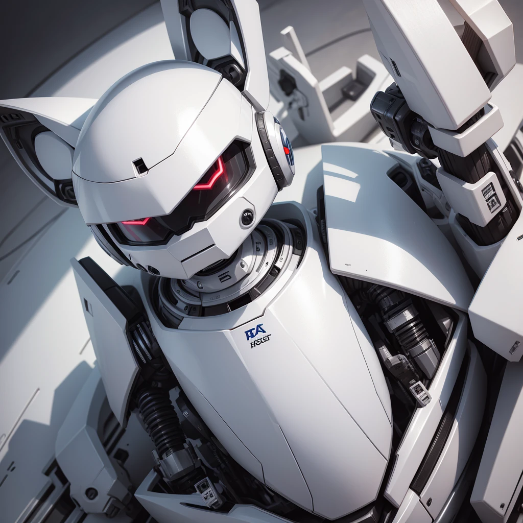 Robot Rabbit, White Color, Humanoid, Portrait Photo,