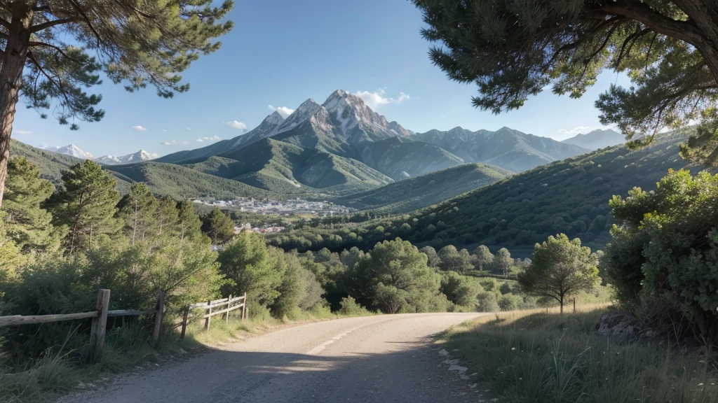 a landscape with Mediterranean forest, good nature and a mountain.