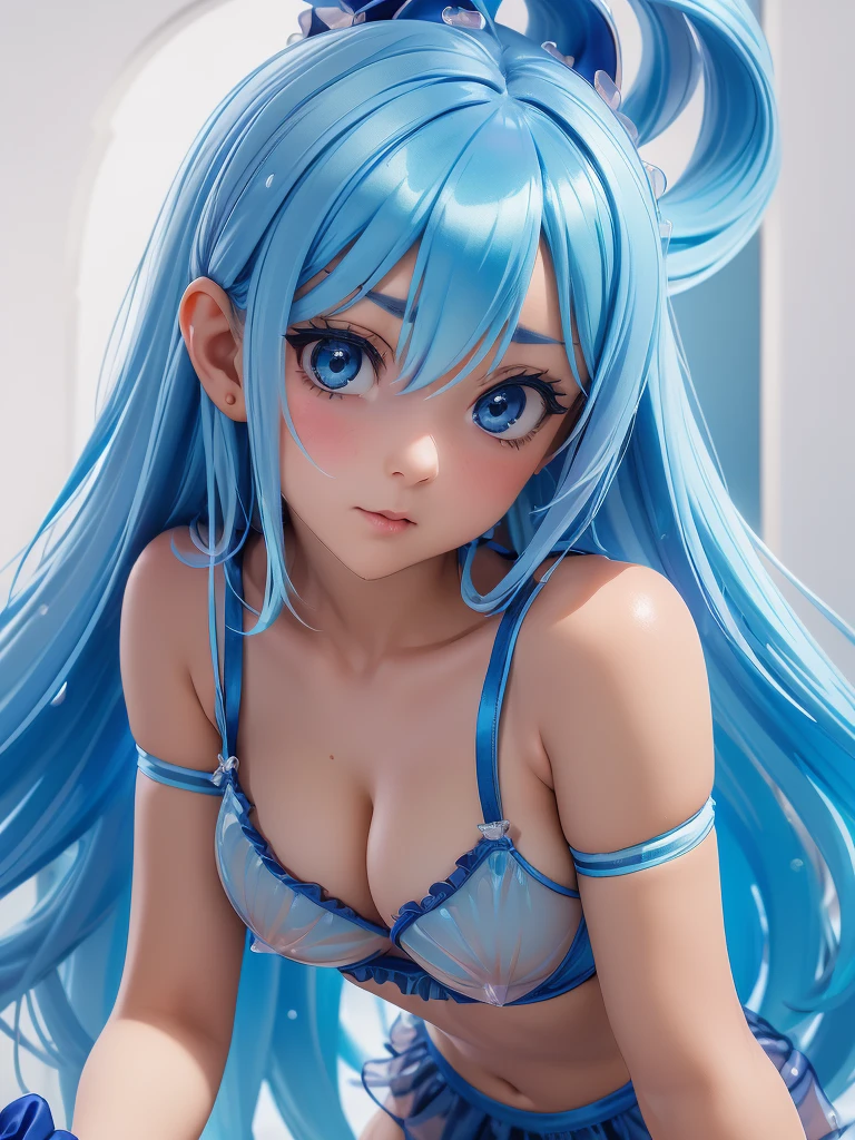 Aqua Konosuba, (huge breasts:1.2), (micro bikini:1.4), stockings, heels