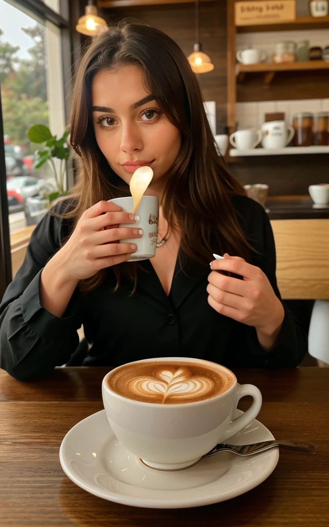 Establish a dimly lit office space, Close-up of SARAH's hand reaching for the communal coffee pot, emphasizing her desperate need for caffeine, black business suit, She stumbles towards her cubicle,8k ultra HD image, cinematic composition, realistic photograph, highly detailed image.