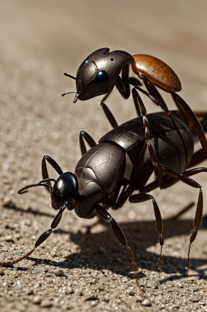 Cute insect ant, The whole body is made of metal, (A cyborg:1.1), ([tail | Detailed wire]:1.3), (intricate detials), HDR, (intricate detials, hyper-detailing:1.2), cinematic still, vignette, in the center, “Hyper-realistic textures," "Exact Details,” “Realistic still life,” “Realistic portraits,” “Realistic landscapes."Landscapes."street fighter