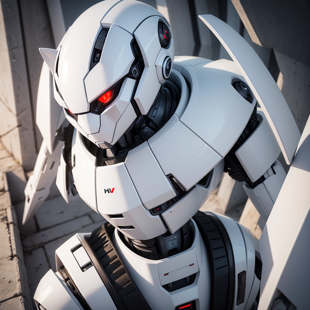 Robot rabbit, white color, humanoid, portrait photo, male gender