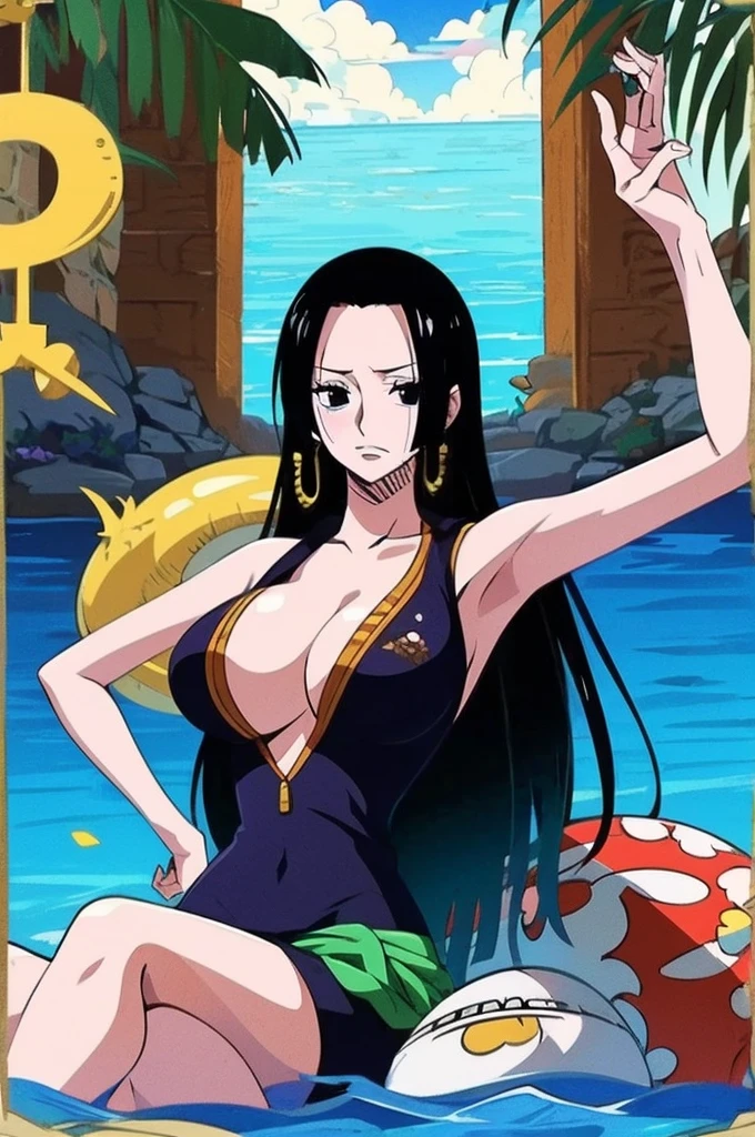 Random patterned swimsuit、Random Swimsuit、Swimsuits in random colors、Random pose、、Acme Face、Random pose、, Black Eyes、Big Breasts、Semi-long hair、Black Hair、Sandy Beach、、、nsfw、Highest quality、1 girl、solo、Ocean、Sexy pose、Random pose、Blushing、wet、Embarrassed、I can see half of my 、、One Piece Swimwear、(Strap slip:1.3)、Swimsuits in random colors、Swimwear