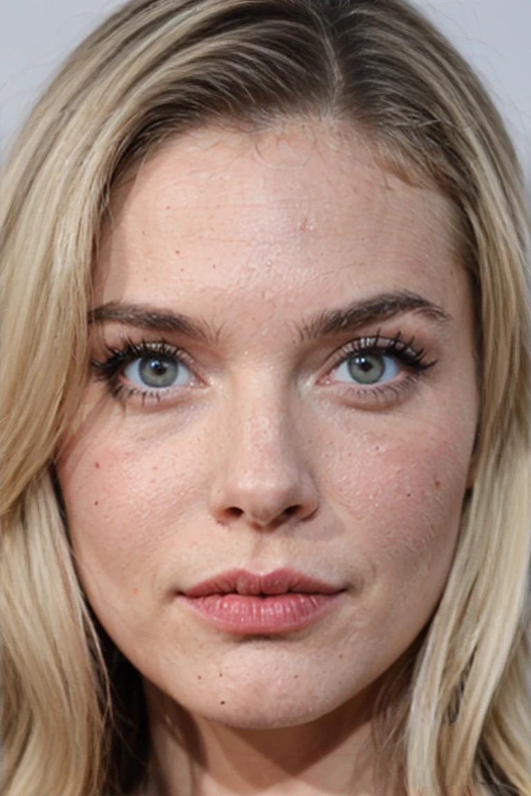 magnifique femme, blonde au yeux bleus de 20 ans, type suédoise, elle se tient en mode portrait très proche de la photo, le visage bien dégagé
