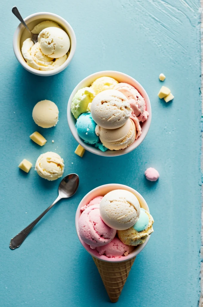 Imagine a photo of ice cream from above