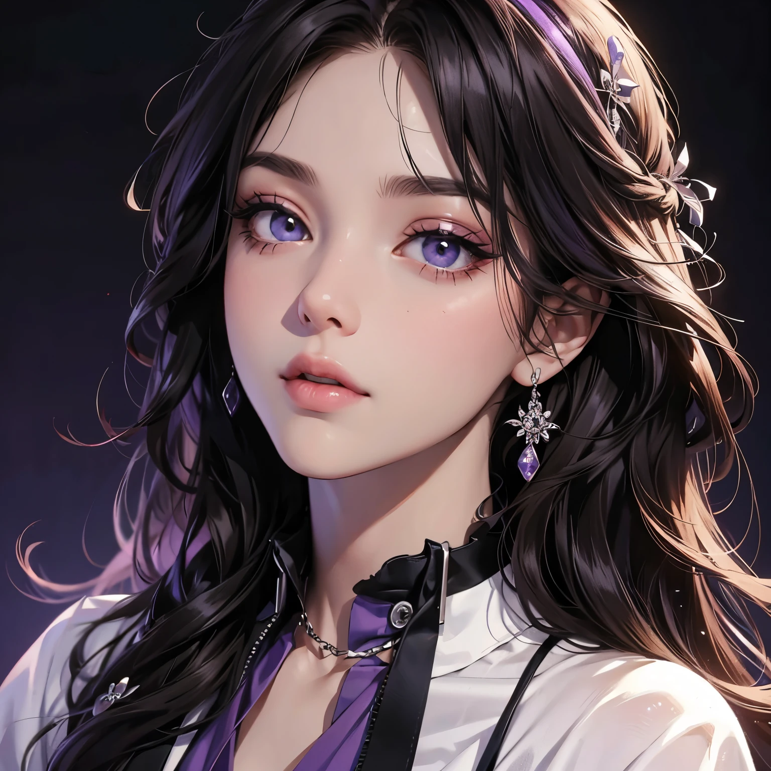 adult, make up, purple, white