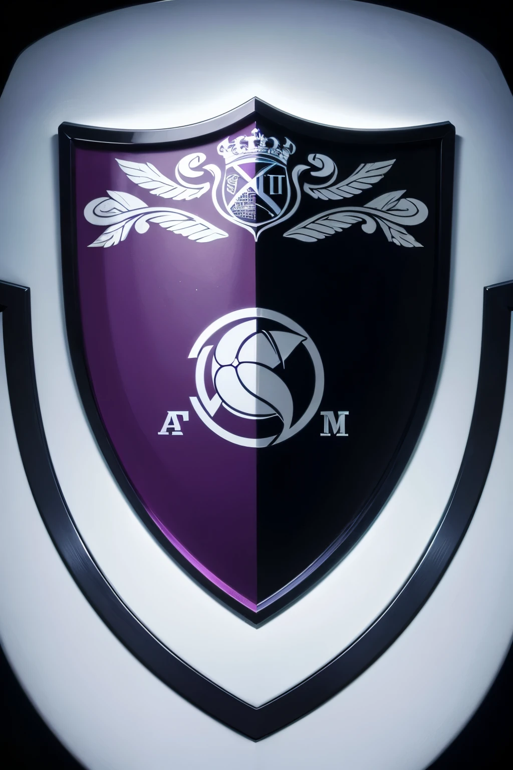 I want a logo in the shape of a football team shield, I want it with the name Galacticos sports, purple and black kerona