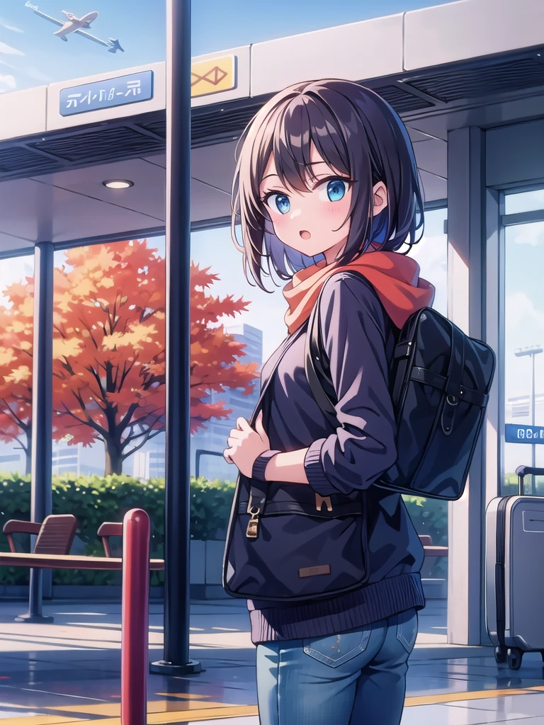 Girl,Autumn Airport,Traveling