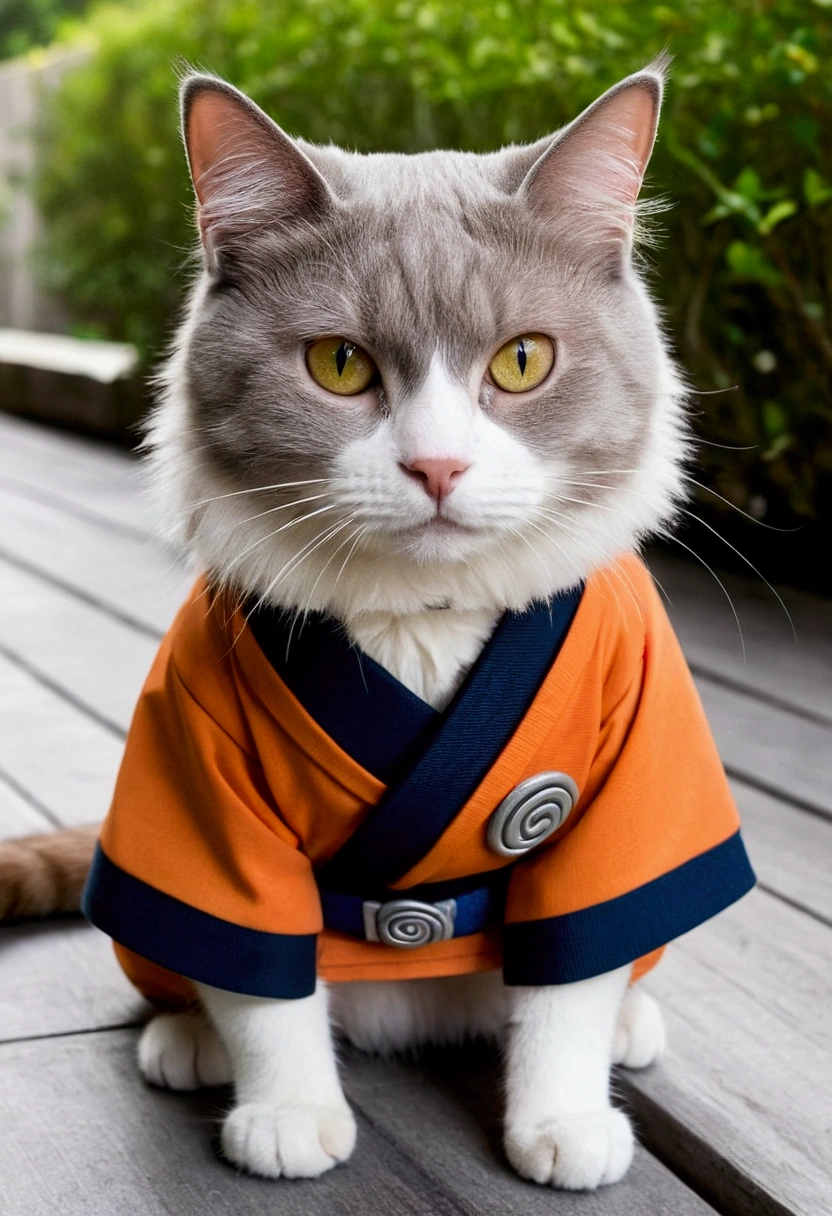 a cat wearing Naruto's outfit