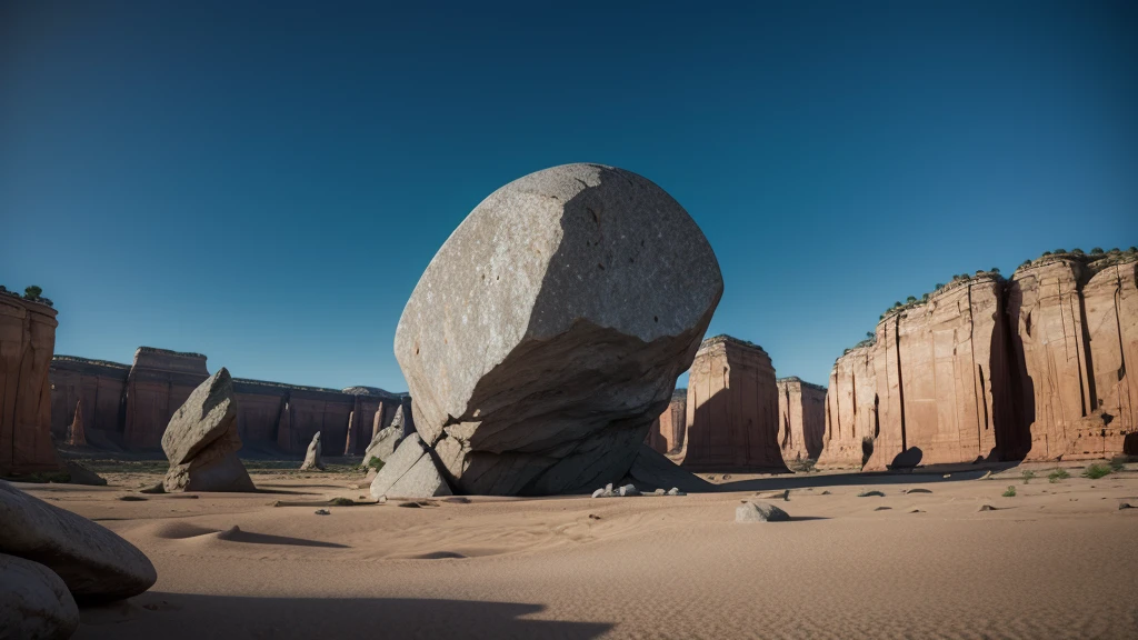 I want it to be a normal-sized person, but in the image it will be small compared to the large rock formations that are close to it