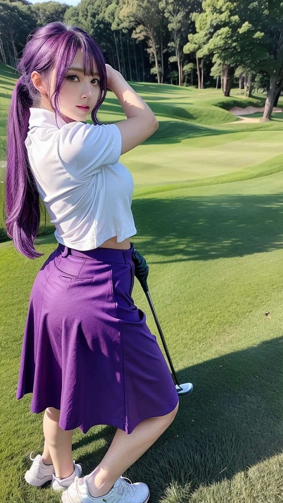 AIBeauty、リアルBeauty、Big Tits、Golf Wear、Golf Skirt、Golf course、Purple Hair