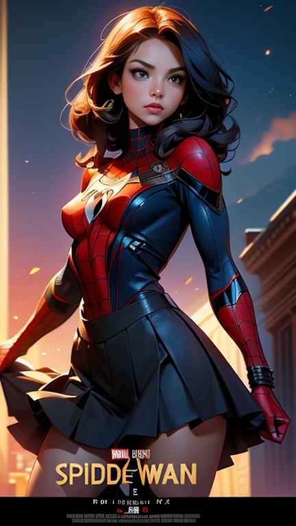Lindsey Fonseca、マーベルコミックの映画Poster、so beautiful、Movies about Spider-Man、、whole body、Wearing a skirt、Premiere Date、Poster、belly buttonを突き出す、new york、She's wearing a ripped Spiderman suit、The suit is torn、Wearing a skirt、Red and black color scheme、dynamic、masterpiece、Highest quality、Super detailed、Very detailed、Delicate and beautiful shine、Ultra-high resolution、Cinematic、break、breakドロップ、(Torn clothes:1.5)、(Wet clothes:1.4)、Bare shoulders、Real Rain、Wet Hair、belly button、Exposed Skin、sexy露