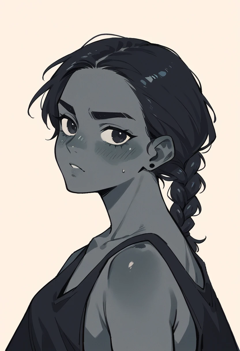 1 girl, human girl, braid hairl, dark girl
