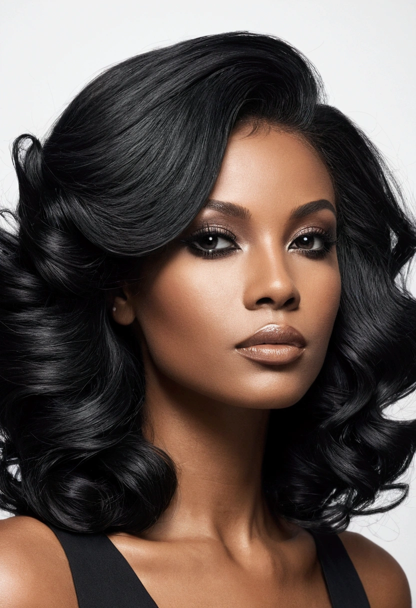 Femme cheveux noir réaliste très belle