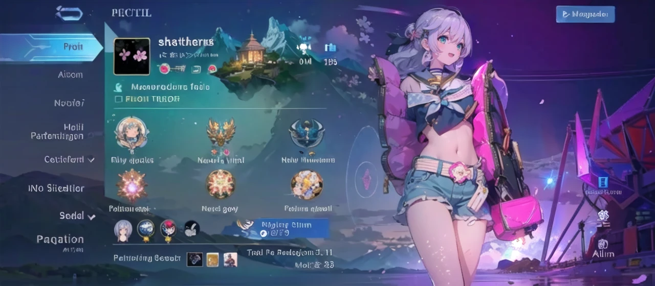(masterpiece),  scenery,  mountainous horizon,  cherry blossoms,  petals,  light particles,  upper body,  1girl,  sailor,  wavy hair,  floating hair,  smile,  sitting,  open mouth,  light particles,  silver hair,  aqua eyes,  looking at viewer,  face focus