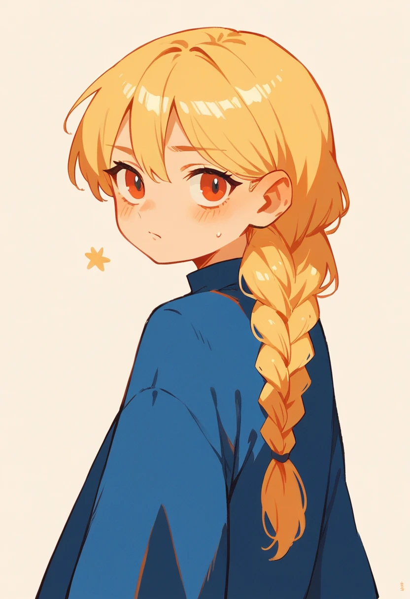 1 girl, human girl, braid hairl, blonde girl, full color