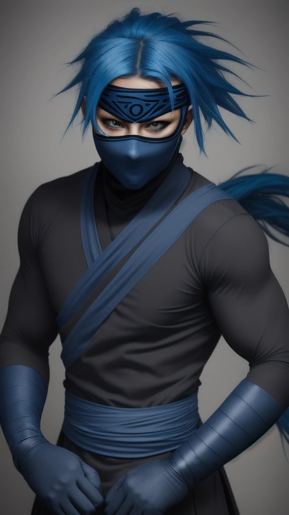 Masked strong blue hair ninja