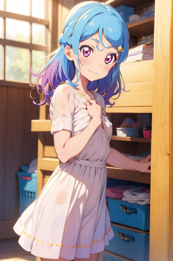 mio aikatsu, mio minato aikatsu, small breast, (((nude))),, smile, masterpiece, best quality, big areola, big nipple, puffy nipple, embarassing, shy, blush, onsen