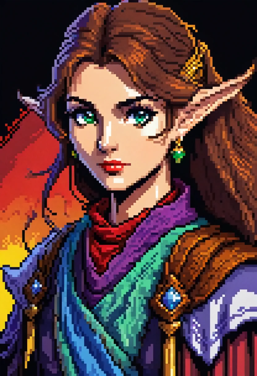MSDOS colors, 8bit pixelart portrait of a D&D character